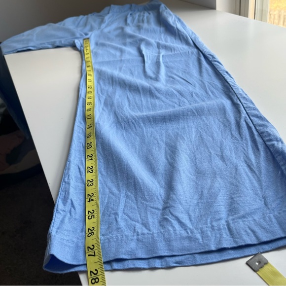 Abercrombie & Fitch Sloane Tailored Wide Leg Pants Linen Blue Small Short - Picture 13 of 13